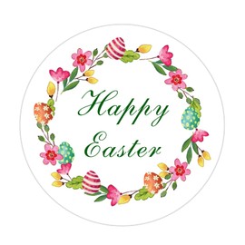 Jxuane 60 Pcs Easter Stickers, 2Inch Happy Easter Sticker Easter Stickers for Kids Easter Egg Stickers Easter Flower Wreath Stickers for Gift Candy Envelope Seals Stickers Easter Day Party Ornament