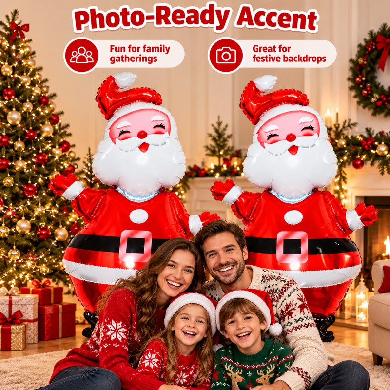 Large Santa Claus Foil Balloons for Christmas Decorating – 2-Pack