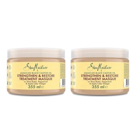 SheaMoisture Strength & Restore Treat Mask for Natural, Chemically Treated or Heat-Styled Hair, Jamaican Black Castor Oil Hair Mask, No Sulphates or Silicones, 2 x 355 ml