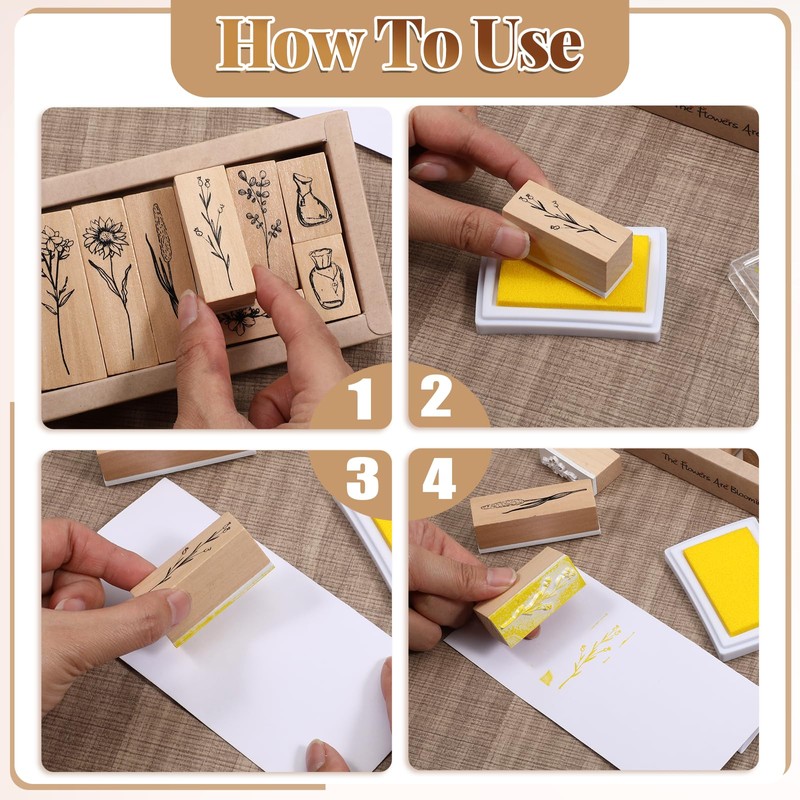 46 Pieces Rubber Stamp and Craft Ink Pad Set