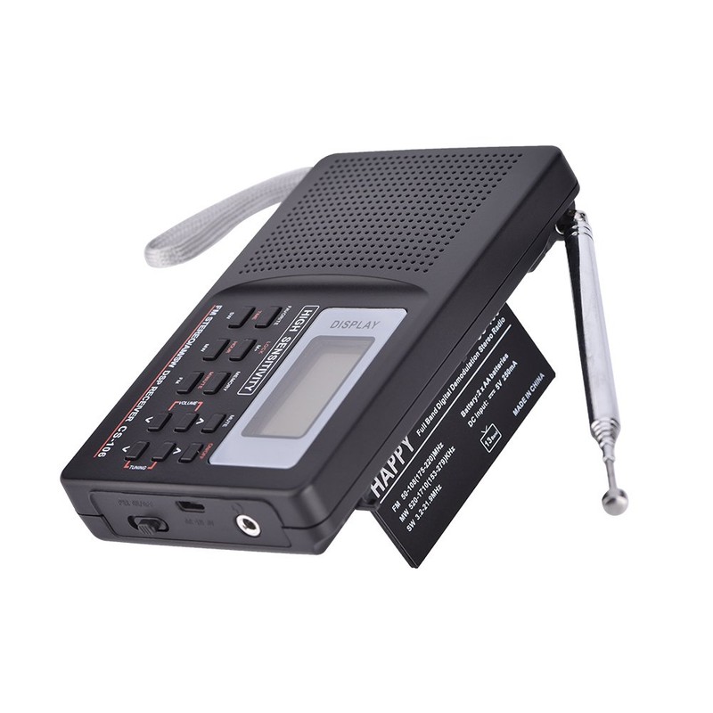 Portable FM/AM/SW/LW/TV Radio with Full Frequency Reception and Auto Backlight