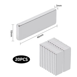 HAPPOW Pack of 20 Neodymium Magnets, 40 x 10 x 3 mm Magnets Strong, Small, Magnets Rectangular, Strong Magnets for Glass Magnetic Board/Fridge/Office Whiteboard, Magnet for Kitchens, Offices