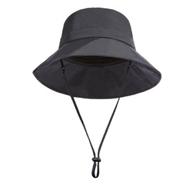 JEELAD Safari Hat, Wide Brim Hat, Fishing Hat, Lightweight, Fishing, Men's, UV Protection, Sun Protection, UPF 50+, Mountain Climbing, Outdoor Sports, Farm Work, M-Black