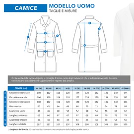 AIESI® Medical Lab Coat for MEN white color in 100% sanforized cotton size 44