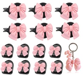 Forala 15 pcs Bow Car Air Freshener with Car Mini Hooks Coquette Cute Girly Car Decor Accessories Interior Aesthetic Decorations Stuff for Women Girl (Pink, Medium)