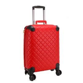 LA TERRE Quilted Hardside Expandable Luggage with Spinner Wheels, Red, 21" Carry-On