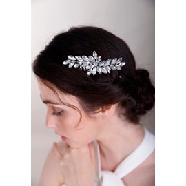 BERYUAN Crystal Flower Hair Comb for Bride for Women for Girls Hair Comb Slide Multi-Color RED