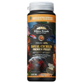 Ultra Fresh Cichlid Sinking Fish Food, Wild Sword Prawns, All Natural Ingredients, Carnivore Pellets for Large Cichlid and Tropical Fish, Royal Cichlid Premium Pellet 4.58 oz