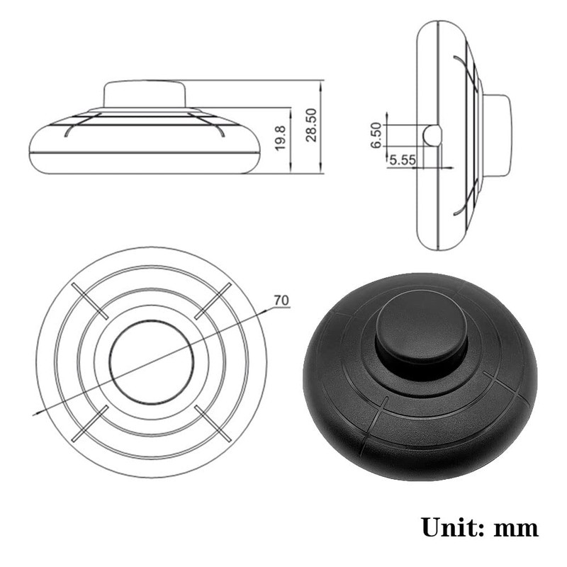 CORTHULin Round Foot Switch Black Lamp Foot Push Switch Standard