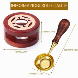 Scalda Ceralacca, Cucchiaio di Fusione, Scalda Sigilli di Cera, Forno di Fusione Cera Sigilli,Riscaldatore Ceralacca, Per Sigillare Buste, Inviti di Nozze, Confezioni Regalo, Confezioni di Vino
