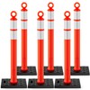 [6 Pack] HiGiant 42'' Traffic Delineator Posts with Reflective Strips,