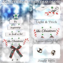 FINGOOO Wooden Christmas Hanging Decoration, Xmas Ornaments Patterned Decorations Party Supplies Accessories(Green)