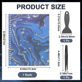 CRASPIRE Reusable Sticker Book Sticker Midnight Blue Collecting Book Album A5 Size 32 Sheets Reusable Sticker Organizer Storage Book Sticker Book with Tweezer and Spatula