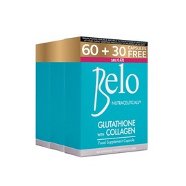 Belo Nutraceuticals Glutathione and Collagen Dietary Supplement - 60 Capsules + 30 Free - Total 90 Capsules!