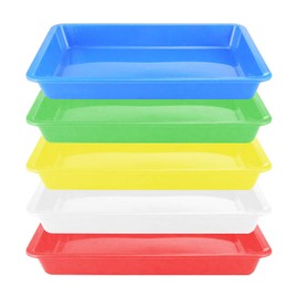 Plastic Art Trays,5 Pieces Stackable Activity Crafts Organizer, Serving, Jewelry Tray for DIY Projects, Painting, Beads, Organizing Supply,5 Color (9.6 x 7.08 x 0.94 inch)
