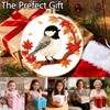 Zhenqing Black-Capped Chickadee Embroidery Kit for Beginners, Autumn Bird Needlework