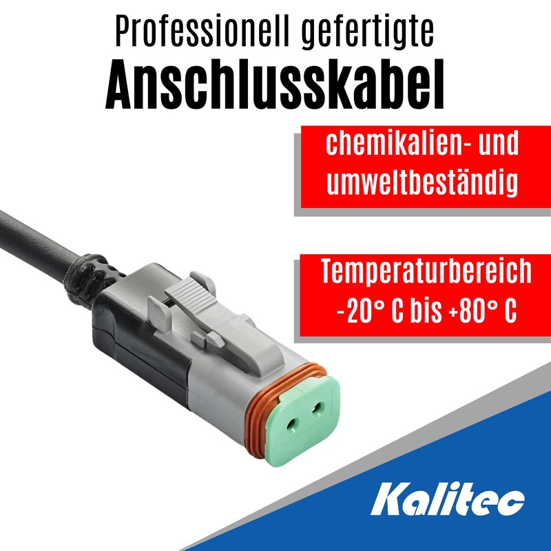 Kalitec Deutsch DT06-2S 2-Pin with Moulded 2 Metre PUR Cable