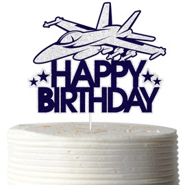 Decoración para tarta de cumpleaños con purpurina azul