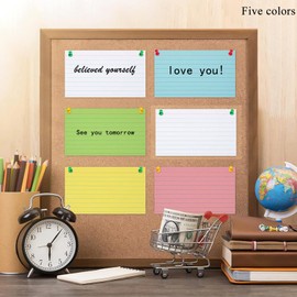 Fhlbestyu Index Card A7, 500 Pieces, 7.4 x 10.5 cm Lined Index Card for Mark, Recipe Recording, Leave a Message, Learn on the Go Vocabulary (5 Colours Packed)