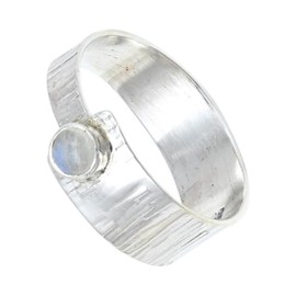 JEWELSTREZORO Mondstein Edelstein Bandring Männer & Frauen Bandring Bandring 925 Sterling Silber Bandring Geschenkartikel Handarbeit TSR135E_64 (20.4)