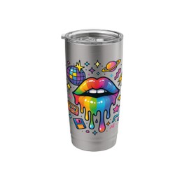 90s Retro Pop Art Rainbow Lips Nostalgia Costume 90s Stainless Steel Insulated Tumbler