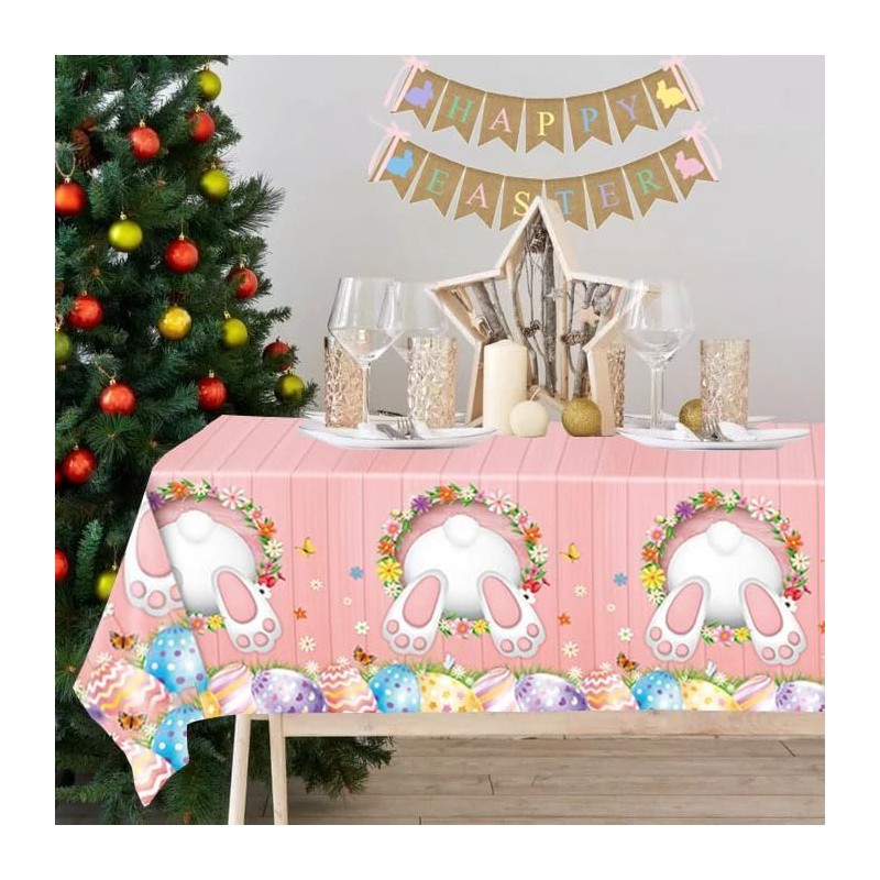Table Runner Easter Rabbits, Pack of 2 Easter Tablecloth, Waterproof,