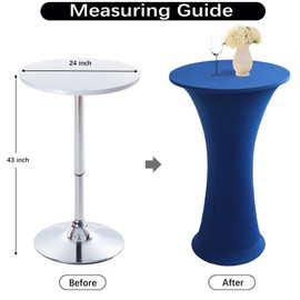 Jusmate Cocktail Spandex Stretch Round Tablecloth, 2 Pack 24"x43" Fitted Highboy Stretch Table Cover High Top Round Cocktail Tablecloth for Bar Wedding Party Banquet (Royal Blue)