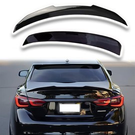 Ombialo Rear Trunk Spoiler+Rear Window Roof Spoiler Compatible with Infiniti Q50 2014-2024 4 Door Sedan PSM Style Rear Window Duckbill High Kick Spoiler Wing Lip