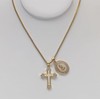 14k Gold Plated Cross & Shell Inlaid Miraculous Medal Pendant