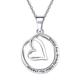UEUC "Always My Mom Forever My Friend Interlocking Circle Necklace, Infinity Double Linked Choker Necklace in Silver, Mother’s Day Gifts for Mom, Wife, Aunt, Grandma