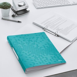 Leitz WOW 42570051 2-Ring Binder, A4 Format, Polypropylene, 25 mm Spine Width, Ice Blue