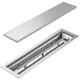 Skyflame Linear Stainless Steel Drop-in Fire Pit Pan and Burner with Burner Cover, 30 by 6-Inch