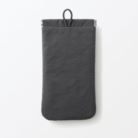 MUJI 84473890 Wrinkle Nylon Flat Pouch Open with One Hand, Dark Gray, S, Approx. 4.9 x 4.1 inches (12.5 x 10.3 cm)