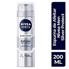 NIVEA MEN Espuma para Afeitar Silver Protect (200 ml) Antibacterial con Iones de Plata, Manzanilla y Pro Vitamina B5 para una afeitada al ras
