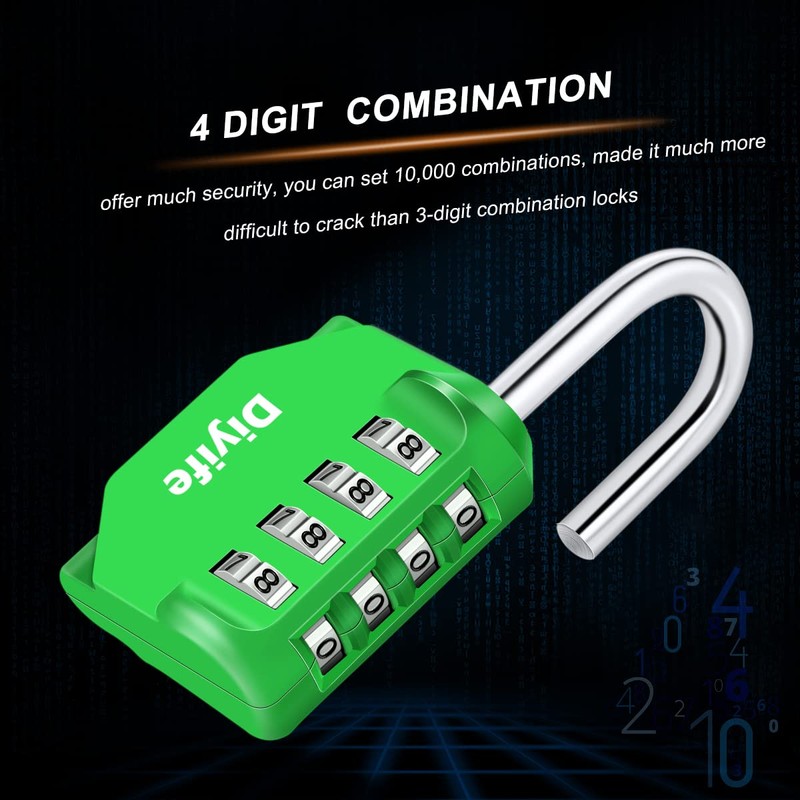 Combination Padlock, Diyife Heavy Duty 4 Digit Padlock Weatherproof Outdoor