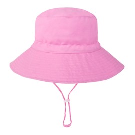 Baby Sun Hat Toddler Beach Summer Hats UPF 50+ for Baby Girl Boy Adjustable Cap Pink 0-6 Months
