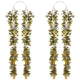 RECUTMS Vine Plant Fake Ferns Plants Large 2 Pcs Green Leaves for Decoration Fake Vines Garland for Mantle All Year Round Greenery Table Runner Ivy Garland for Wedding Party Aesthetic Stuff (Yellow)