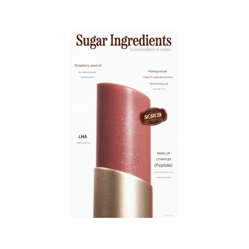 NARKA Sugar Rubbing Lip Sorbet 4.5g, Color:03 Rose Mocha