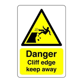Safety First Display LTD Danger cliff edge keep away sign - 1.2mm Rigid plastic for indoor/outdoor usage (300mm x 200mm) Viewing Distance within 7m.