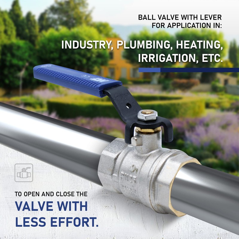 DOJA Barcelona Ball Valve with Lever Handle, Blue, 1/2 Inch,