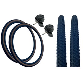 Baldy's PAIR 700 x 38c CLASSIC BROWN WALL Off Road Knobby Tread Gravel Tyres & Presta/French Valve Tubes for Hybrid Trekking Bikes (Pack of 2)