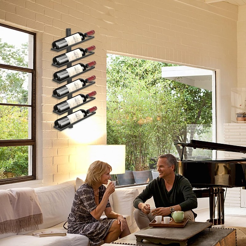 Wall Mounted Wine Rack Holds 12 Bottles, Adjustable Separable Black