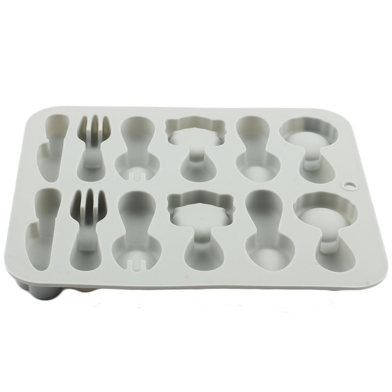 AIBOYA 12 Cavity Spoon Knife Fork Silicone Candy Molds