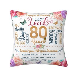 80th Birthday Gifts for Women Pillow Cover, Gifts for 80th Birthday Pillowcase 18" X 18", 80th Birthday Gifts Ideas, 80 Year Old Birthday Decorations for Grandma Mom Wife Aunt Female, Vintage 1943