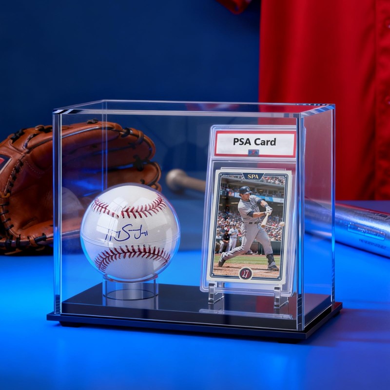 Acrylic Display Case Box for Baseball and Cards, Dual Baseball
