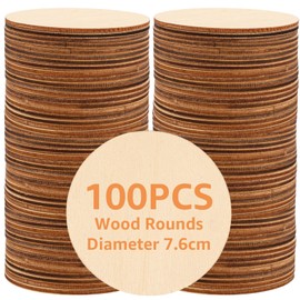 YAYODS Pack of 100 Wooden Discs 7-8 cm - Round Wooden Discs - Wooden Discs for Crafts - Small Wooden Discs - Round Wooden Plates - Tree Disc for Table Decoration, Pyrography, DIY, Crafts
