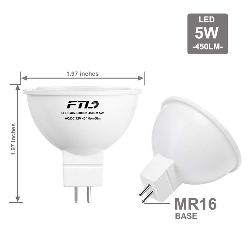 MR16 LED Bulb, GU5.3 12V Low Voltage Bipin 50W Halogen