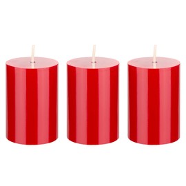 Mega Candles 3 pcs Unscented Red Round Pillar Candle, Hand Poured Premium Wax Candles 2 Inch x 3 Inch, Home Décor, Wedding Receptions, Baby Showers, Birthdays, Celebrations, Party Favors & More