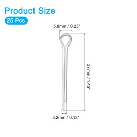 sourcing map 25Pcs 3.2mmx25mm Zinc-Plated Carbon Steel Cotter Pin, Split Pin Fastener Clips Split Cotter for Household Appliances, Sports Equipment, Car Mechanics Repair (White)