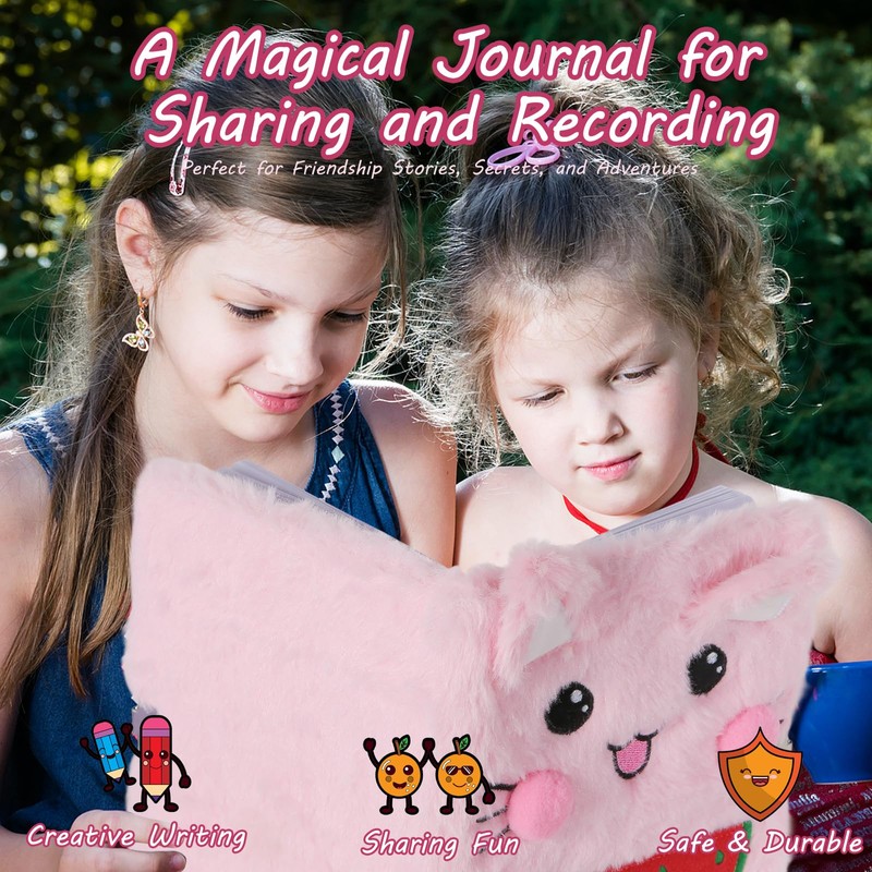 PESLNG Secret Diary Girl with Lock, Plush Notebook with Padlock,